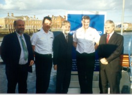 Minister John Browne TD on board the L.E. Niamh with members of the Irish Naval Service and GSI