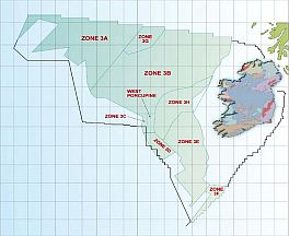 Map showing Irish offshore territory